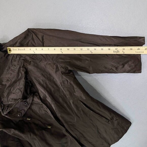 Chico's Jacket Womens Medium 8 Chocolate Brown Crinkle 3/4 Sleeve Mob Wife - Picture 8 of 11